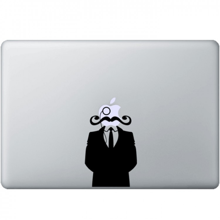 Gentleman mit Schnurrbart MacBook Aufkleber Schwarz MacBook Aufkleber